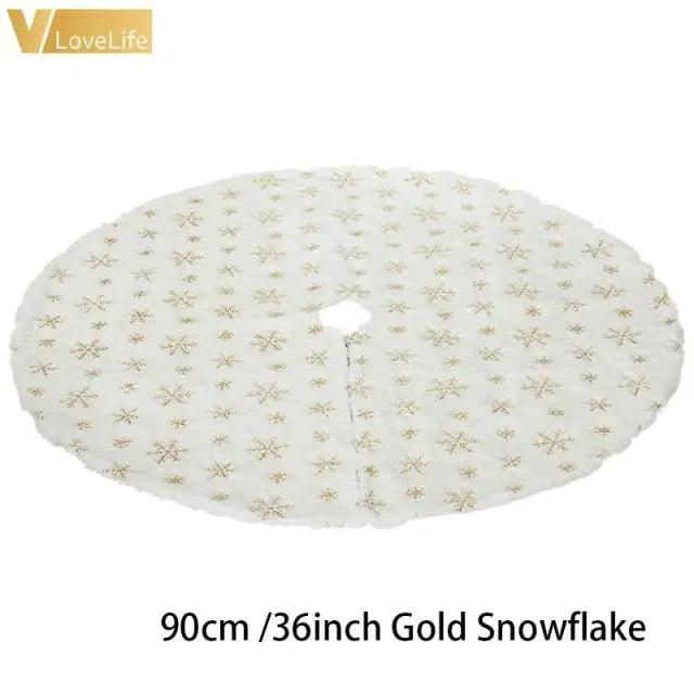Christmas Tree Decor Snowflake Carpet White Christmas Tree Skirt Fur Skirt For Xmas Decorations Xmas Christmas Decorations For Home