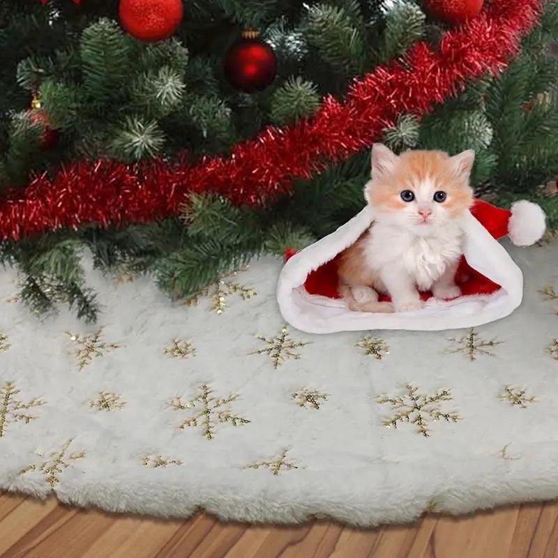 Christmas Tree Decor Snowflake Carpet White Christmas Tree Skirt Fur Skirt For Xmas Decorations Xmas Christmas Decorations For Home