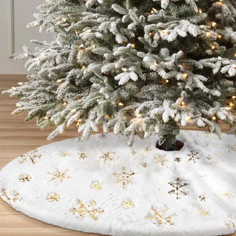 Christmas Tree Decor Snowflake Carpet White Christmas Tree Skirt Fur Skirt For Xmas Decorations Xmas Christmas Decorations For Home