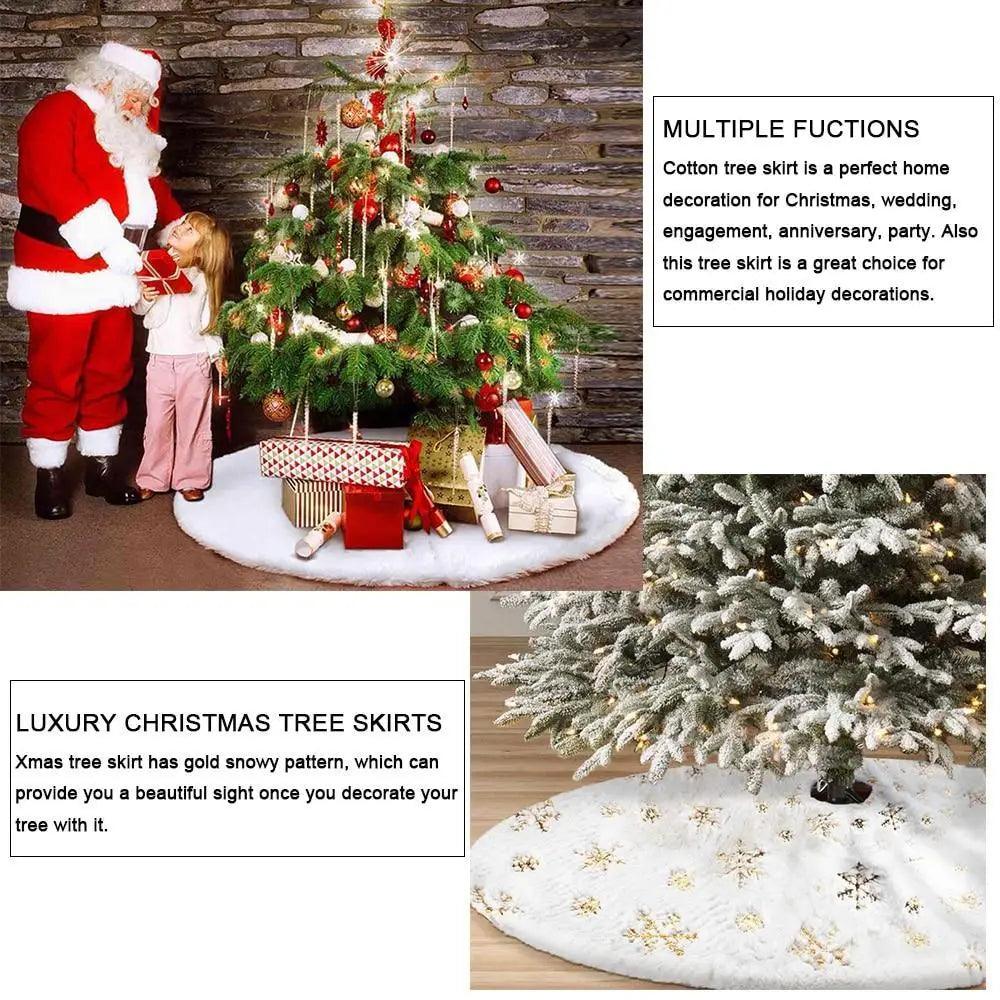 Christmas Tree Decor Snowflake Carpet White Christmas Tree Skirt Fur Skirt For Xmas Decorations Xmas Christmas Decorations For Home