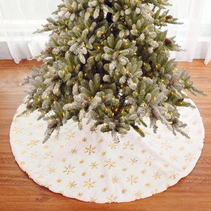 Christmas Tree Decor Snowflake Carpet White Christmas Tree Skirt Fur Skirt For Xmas Decorations Xmas Christmas Decorations For Home
