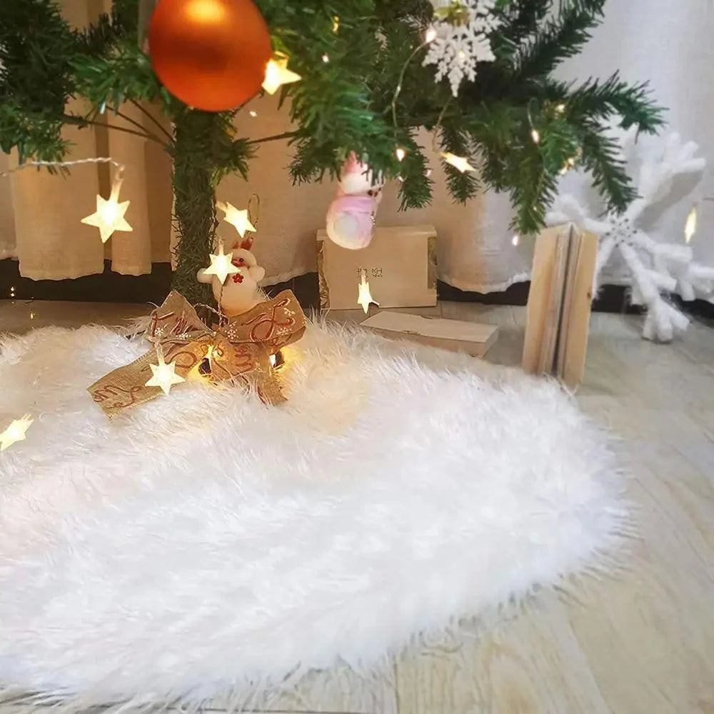 Christmas Tree Decor Snowflake Carpet White Christmas Tree Skirt Fur Skirt For Xmas Decorations Xmas Christmas Decorations For Home