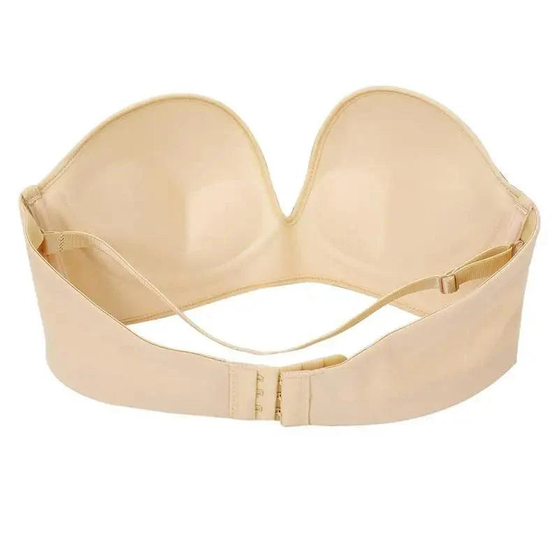 Vintage Style Front Closure Sexy Push Up Bra Women Invisible Bras Underwear Lingerie for Female Brassiere Strapless Seamless Bralette ABC Cup