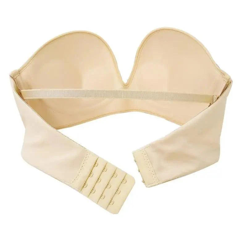 Vintage Style Front Closure Sexy Push Up Bra Women Invisible Bras Underwear Lingerie for Female Brassiere Strapless Seamless Bralette ABC Cup