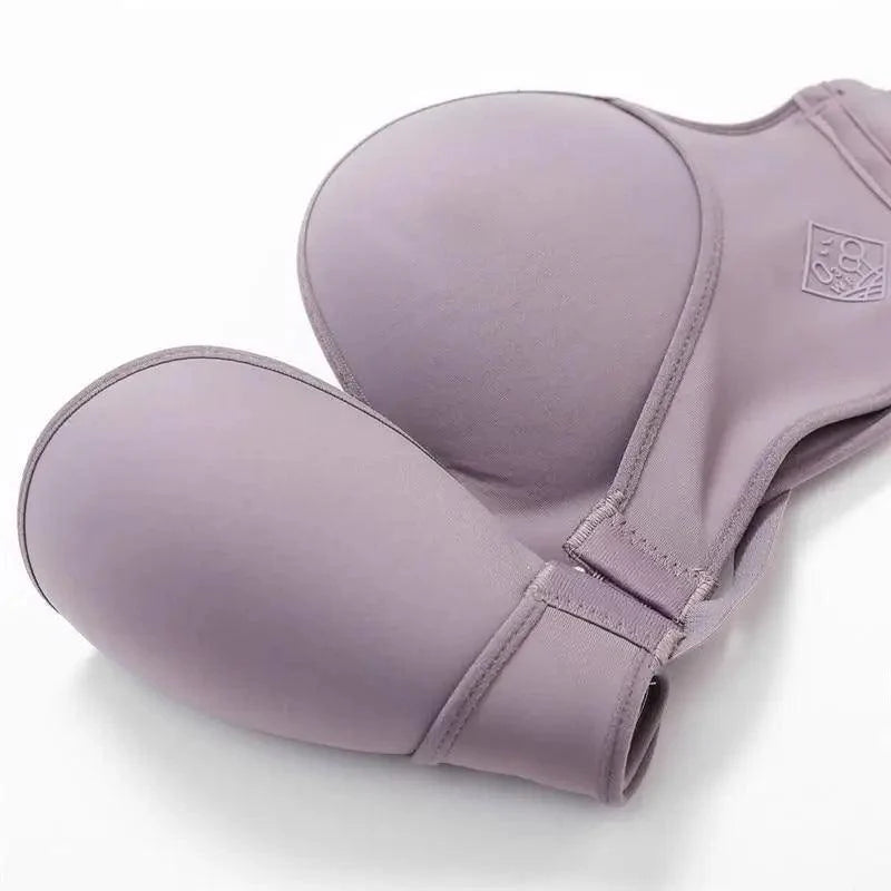 Vintage Style Front Closure Sexy Push Up Bra Women Invisible Bras Underwear Lingerie for Female Brassiere Strapless Seamless Bralette ABC Cup