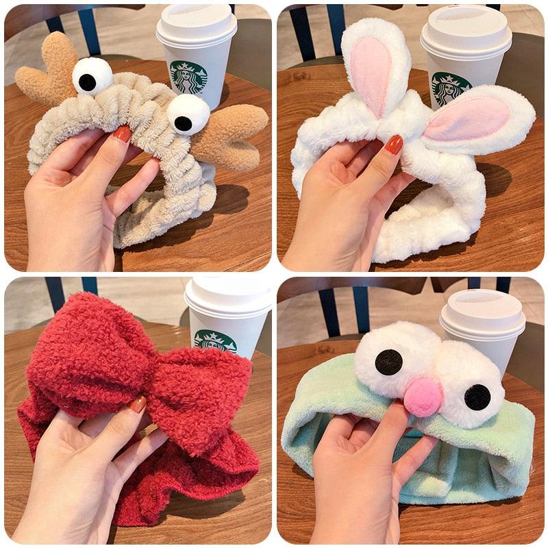 Wash Face Women Girls Hairbands Soft Warm Coral Fleece Bow Animal Ears Headbands Headwear Hair Bands Turban Gorgeous Hair Accessories For Women