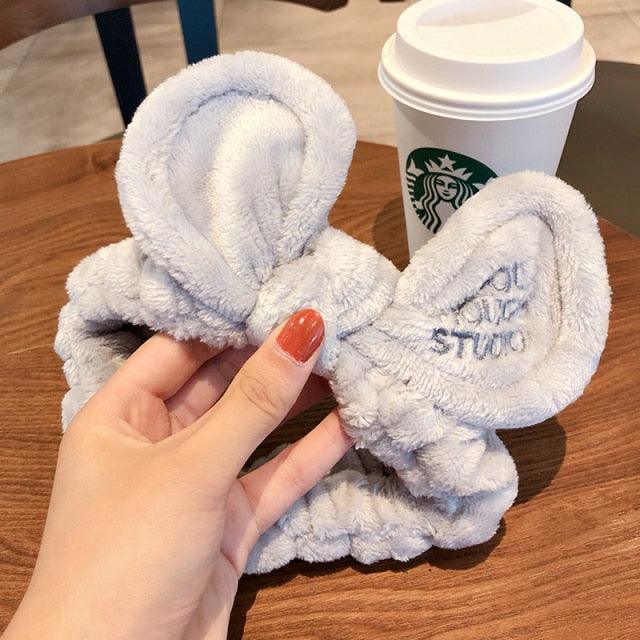 Wash Face Women Girls Hairbands Soft Warm Coral Fleece Bow Animal Ears Headbands Headwear Hair Bands Turban Gorgeous Hair Accessories For Women