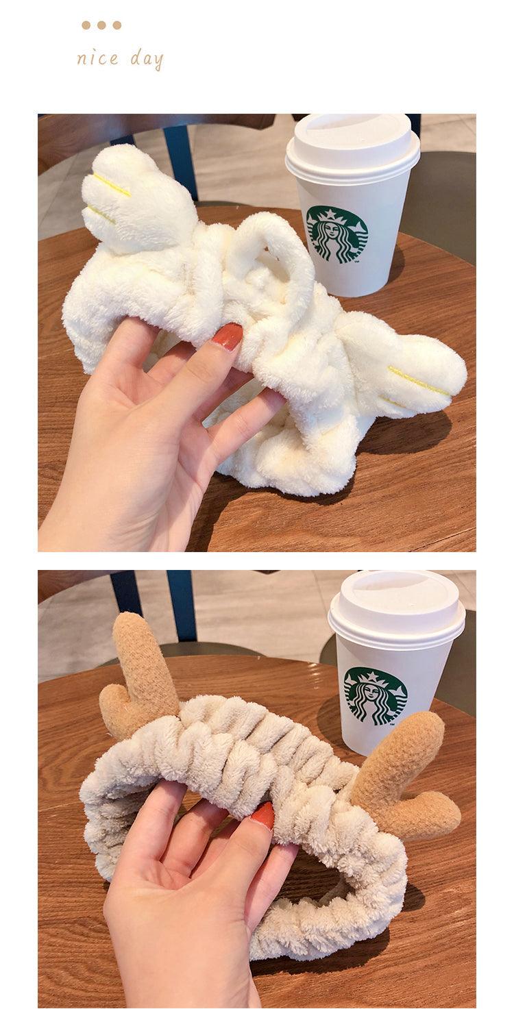 Wash Face Women Girls Hairbands Soft Warm Coral Fleece Bow Animal Ears Headbands Headwear Hair Bands Turban Gorgeous Hair Accessories For Women