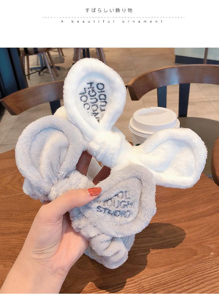 Wash Face Women Girls Hairbands Soft Warm Coral Fleece Bow Animal Ears Headbands Headwear Hair Bands Turban Gorgeous Hair Accessories For Women