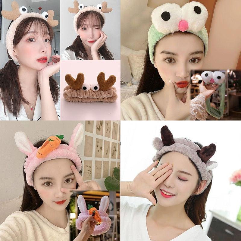 Wash Face Women Girls Hairbands Soft Warm Coral Fleece Bow Animal Ears Headbands Headwear Hair Bands Turban Gorgeous Hair Accessories For Women