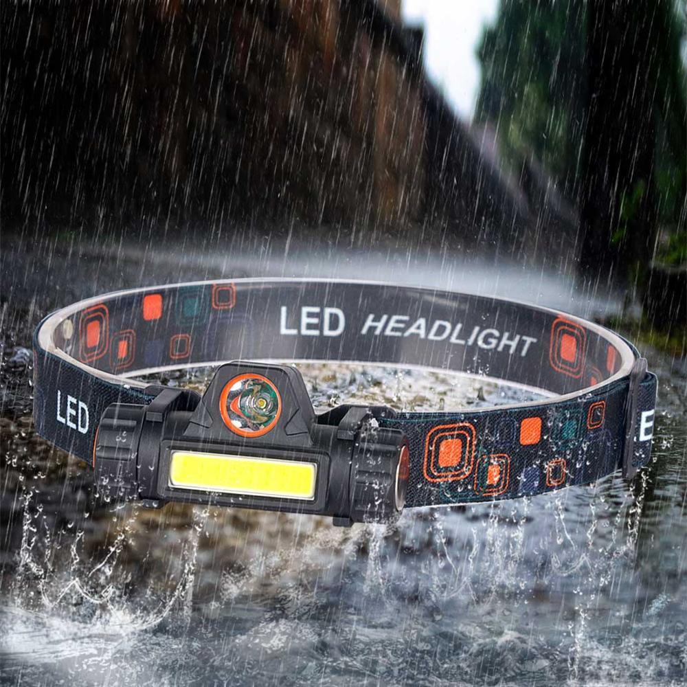 Waterproof 2 Light Mode USB LED Headlight With Magnet Rechargeable Headlamp Built-in 18650 Battery Flashlight  COB Work Light For Outdoor Camping Cycling Fishing Headlamp Flashlight