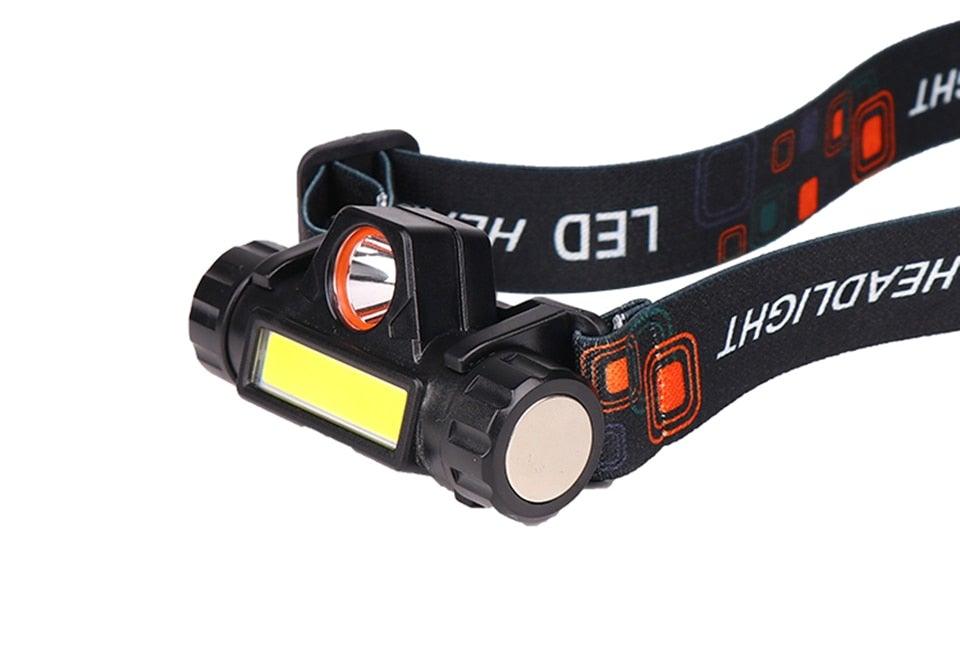 Waterproof 2 Light Mode USB LED Headlight With Magnet Rechargeable Headlamp Built-in 18650 Battery Flashlight  COB Work Light For Outdoor Camping Cycling Fishing Headlamp Flashlight
