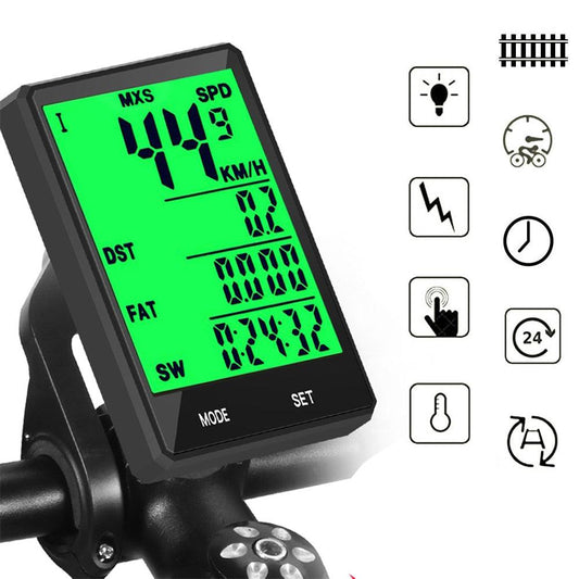 Waterproof Bicycle Computer Wireless And Wired Bike Cycling Odometer Stopwatch Speedometer Bicycle Speedometer With LCD Display 20 Functions And Automatic Wake-up