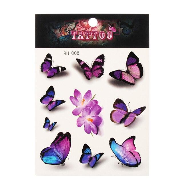 Waterproof Colorful Butterfly Temporary 3D Stickers Body Tattoos Various Styles For Womens