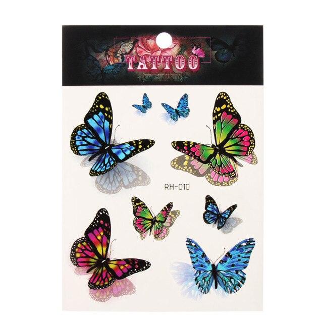 Waterproof Colorful Butterfly Temporary 3D Stickers Body Tattoos Various Styles For Womens