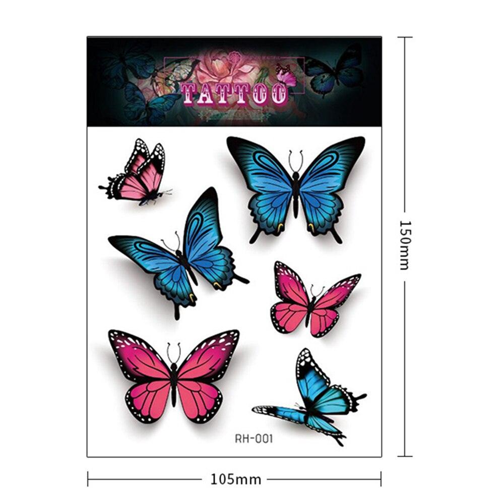 Waterproof Colorful Butterfly Temporary 3D Stickers Body Tattoos Various Styles For Womens