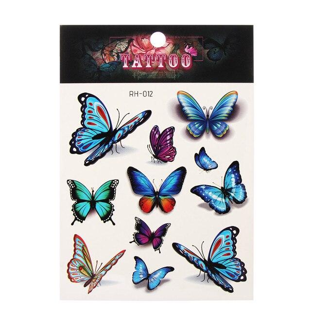 Waterproof Colorful Butterfly Temporary 3D Stickers Body Tattoos Various Styles For Womens
