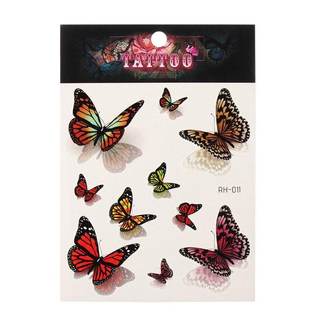Waterproof Colorful Butterfly Temporary 3D Stickers Body Tattoos Various Styles For Womens