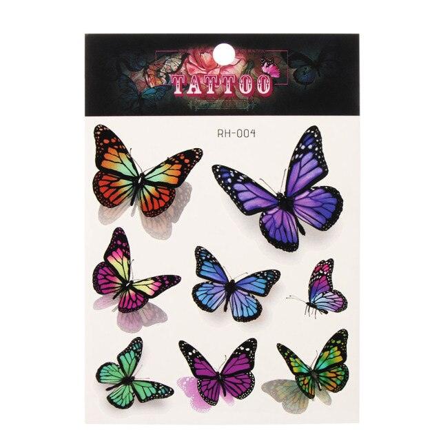 Waterproof Colorful Butterfly Temporary 3D Stickers Body Tattoos Various Styles For Womens