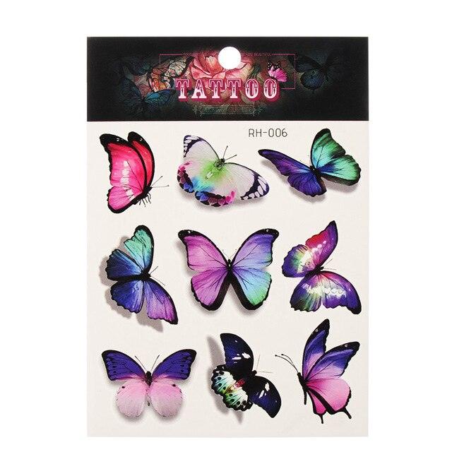 Waterproof Colorful Butterfly Temporary 3D Stickers Body Tattoos Various Styles For Womens