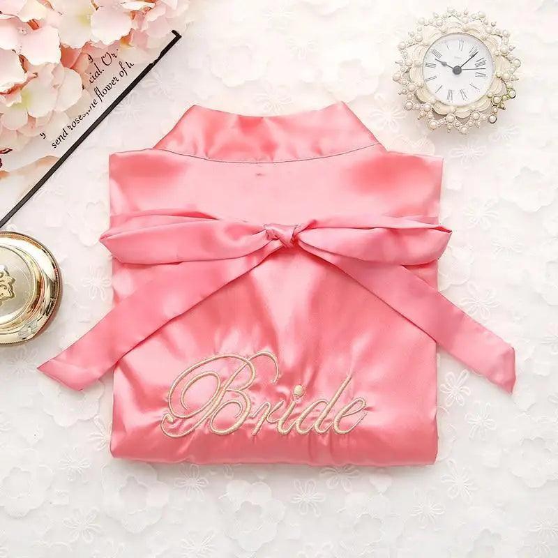 Wedding Satin Bride Robe Elegant Golden Bridesmaid Casual Short Women Nightwear Comfortable Sleepwear