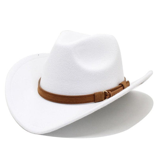 White Western Cowboy Cap For Men's Vintage Unique Water-Resistant Classic Cowboy Hat Wedding Party White Wool Wide Brim Fedoras Winter Luxury Elegant Hats For Autumn