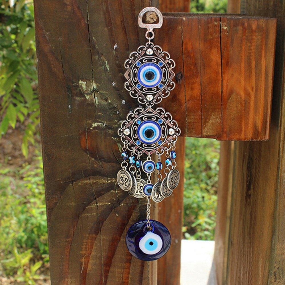 Wind Chimes Turkey Blue Evil Eye (Nazar) Amulet Pendants Home Blessing Protection Gift Ornaments Dream Catcher Blue Rhinestone Wall Hanging Home Decor Ornament Protection Good Luck Blessing Gift