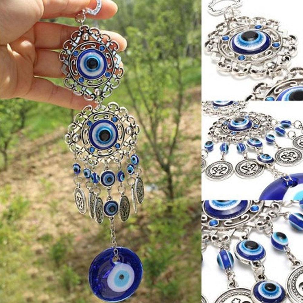 Wind Chimes Turkey Blue Evil Eye (Nazar) Amulet Pendants Home Blessing Protection Gift Ornaments Dream Catcher Blue Rhinestone Wall Hanging Home Decor Ornament Protection Good Luck Blessing Gift