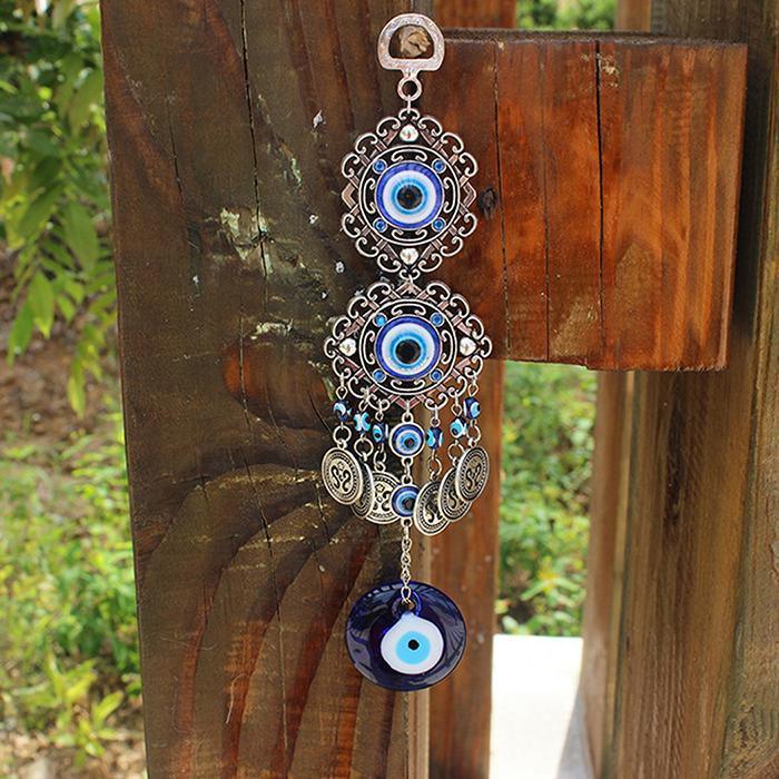 Wind Chimes Turkey Blue Evil Eye (Nazar) Amulet Pendants Home Blessing Protection Gift Ornaments Dream Catcher Blue Rhinestone Wall Hanging Home Decor Ornament Protection Good Luck Blessing Gift