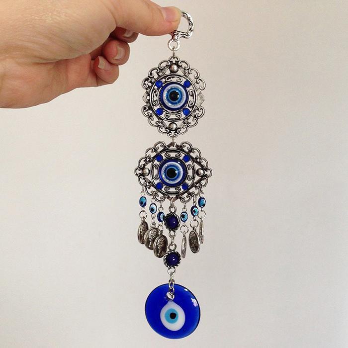 Wind Chimes Turkey Blue Evil Eye (Nazar) Amulet Pendants Home Blessing Protection Gift Ornaments Dream Catcher Blue Rhinestone Wall Hanging Home Decor Ornament Protection Good Luck Blessing Gift