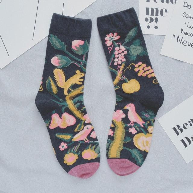 Women Long Sock Cartoon Print Creative Fashion Personalized Novelty Men Women Socks Winter Warm Comfortable Cotton Socks Running Cycling Socks For Men And Women