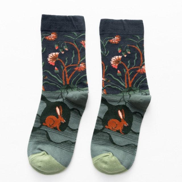 Women Long Sock Cartoon Print Creative Fashion Personalized Novelty Men Women Socks Winter Warm Comfortable Cotton Socks Running Cycling Socks For Men And Women