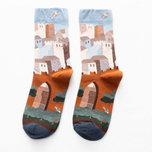 Women Long Sock Cartoon Print Creative Fashion Personalized Novelty Men Women Socks Winter Warm Comfortable Cotton Socks Running Cycling Socks For Men And Women