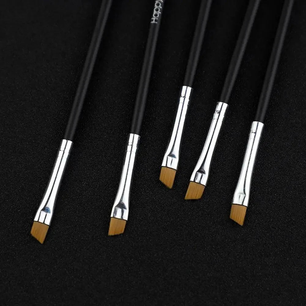 Women Makeup Brush 5Pcs Professional Black Eyebrow Inclined Flat Angled Brush Makeup Tool Wooden Pole Eyeliner Eyeshadow Women Cosmetic