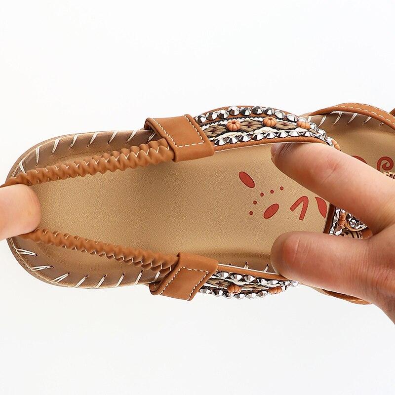 Women Summer Vintage Shoes Sandals Butterfly-knot Rhinestone Slides Elastic Band Sandal Comfort Flats Sandals With Elastic Ankle Strap Casual Rhinestone Shoes Beach Slip On Sandals