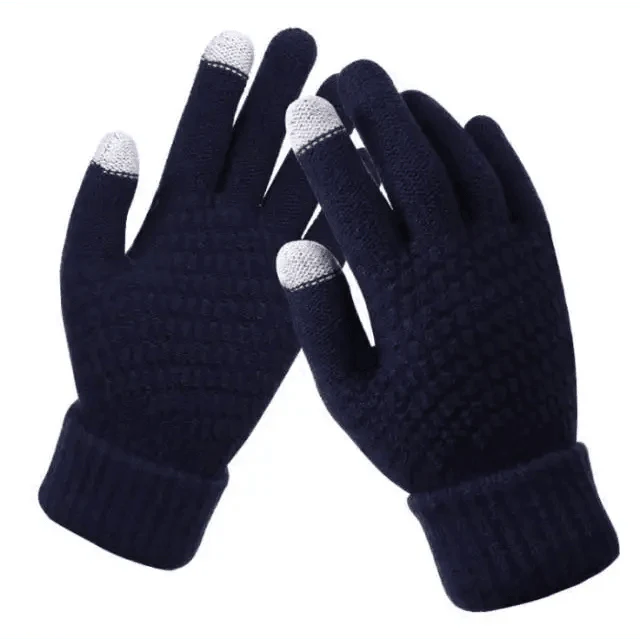 Women Winter Modern Touchscreen Gloves Thicken Warm Knitted Stretch One Size Gloves Full Finger Outdoor Skiing Gloves
