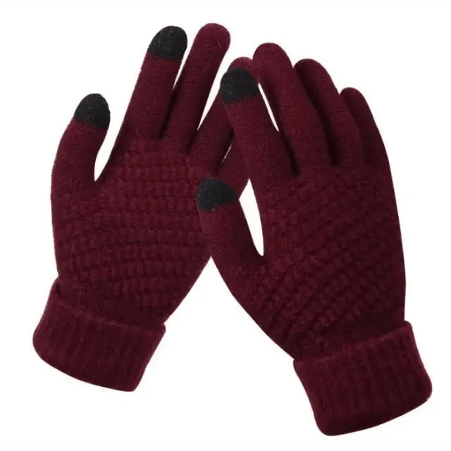 Women Winter Touch Screen Gloves Thicken Warm Knitted Stretch Gloves For Winter Wool Full Finger Outdoor Skiing Gloves Unisex Winter Gloves Women Touch Screen Gloves Knitted Gloves for Girls Stylish Winter Gloves
