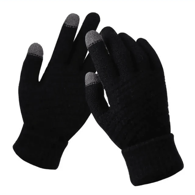 Women Winter Touch Screen Gloves Thicken Warm Knitted Stretch Gloves For Winter Wool Full Finger Outdoor Skiing Gloves Unisex Winter Gloves Women Touch Screen Gloves Knitted Gloves for Girls Stylish Winter Gloves