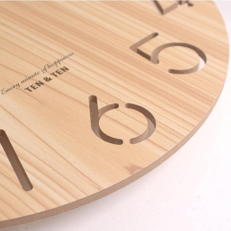 Wooden 3D Wall Clock Modern Design Nordic Room Decoration Kitchen Clock Art Hollow Wall Watch Home Decor Children's Room Decoration Kitchen Clock Art Hollow Wall Watch Home Decor 12 Inch