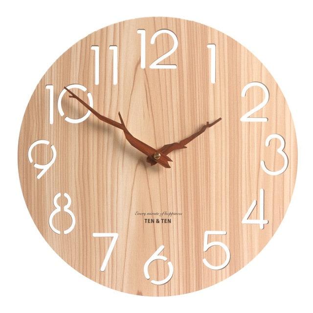 Wooden 3D Wall Clock Modern Design Nordic Room Decoration Kitchen Clock Art Hollow Wall Watch Home Decor Children's Room Decoration Kitchen Clock Art Hollow Wall Watch Home Decor 12 Inch