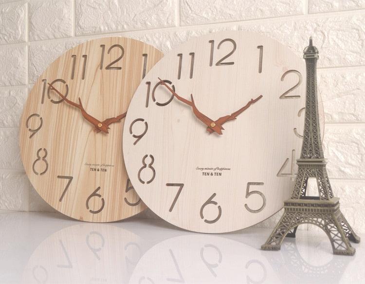 Wooden 3D Wall Clock Modern Design Nordic Room Decoration Kitchen Clock Art Hollow Wall Watch Home Decor Children's Room Decoration Kitchen Clock Art Hollow Wall Watch Home Decor 12 Inch
