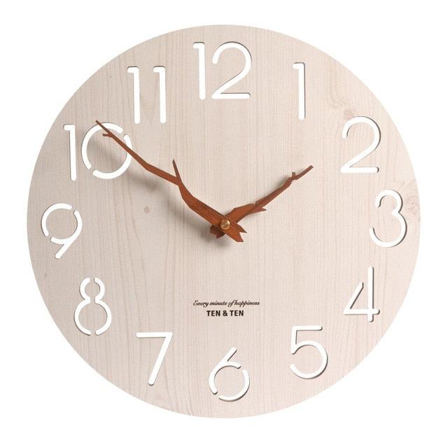 Wooden 3D Wall Clock Modern Design Nordic Room Decoration Kitchen Clock Art Hollow Wall Watch Home Decor Children's Room Decoration Kitchen Clock Art Hollow Wall Watch Home Decor 12 Inch