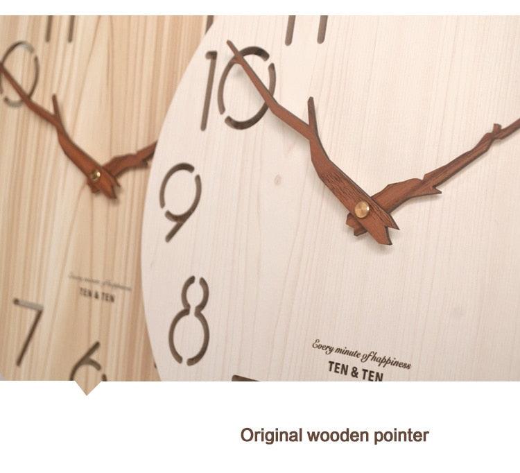 Wooden 3D Wall Clock Modern Design Nordic Room Decoration Kitchen Clock Art Hollow Wall Watch Home Decor Children's Room Decoration Kitchen Clock Art Hollow Wall Watch Home Decor 12 Inch