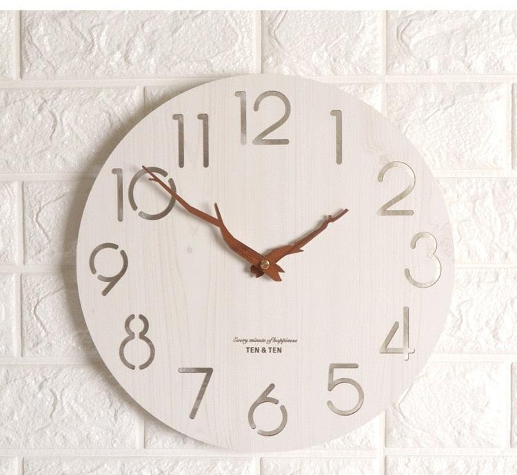 Wooden 3D Wall Clock Modern Design Nordic Room Decoration Kitchen Clock Art Hollow Wall Watch Home Decor Children's Room Decoration Kitchen Clock Art Hollow Wall Watch Home Decor 12 Inch