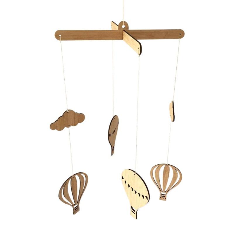 Wooden Hot Air Balloon Wind Chime Hanging Toys Baby Bed Bell Kids Room Decoration Wall Hanging Ornaments Nursery Decor Photo Props  For Kids Wind Chimes Decorations