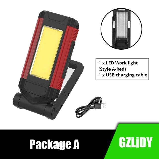 Work Light Rechargeable LED Camping Waterpoof Portable Multifunctional Adjustable USB Light Hanging Hook& Magnetic Base Flashlight For Hurricane Camping Hiking Riding Fishing Jogging Household