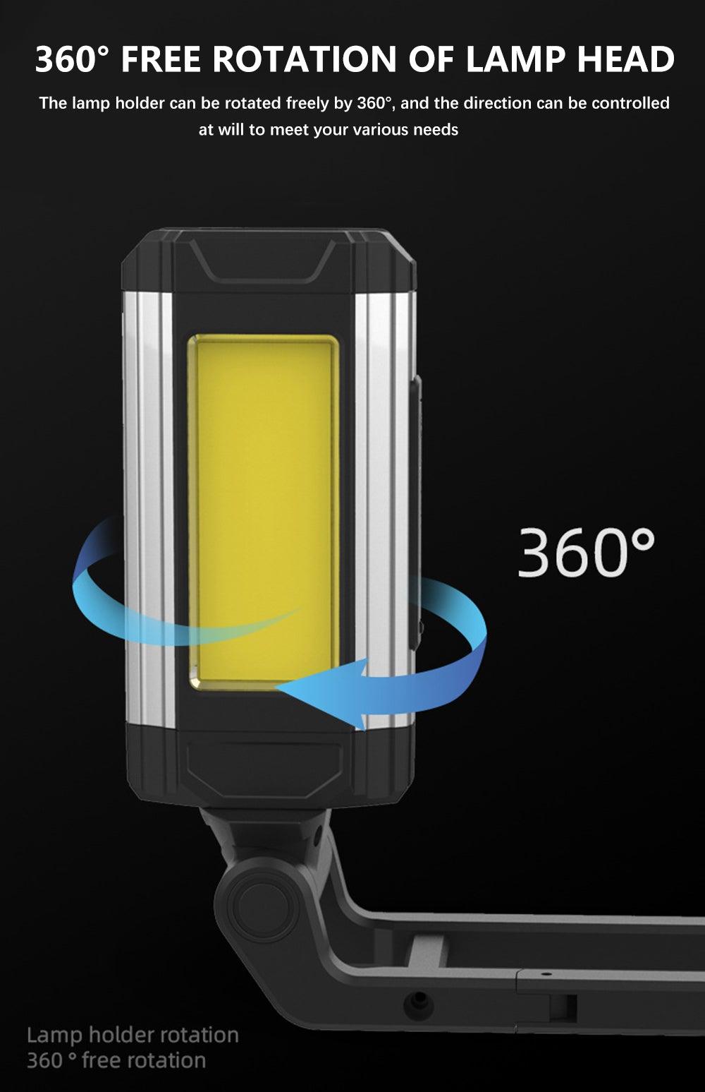 Work Light Rechargeable LED Camping Waterpoof Portable Multifunctional Adjustable USB Light Hanging Hook& Magnetic Base Flashlight For Hurricane Camping Hiking Riding Fishing Jogging Household