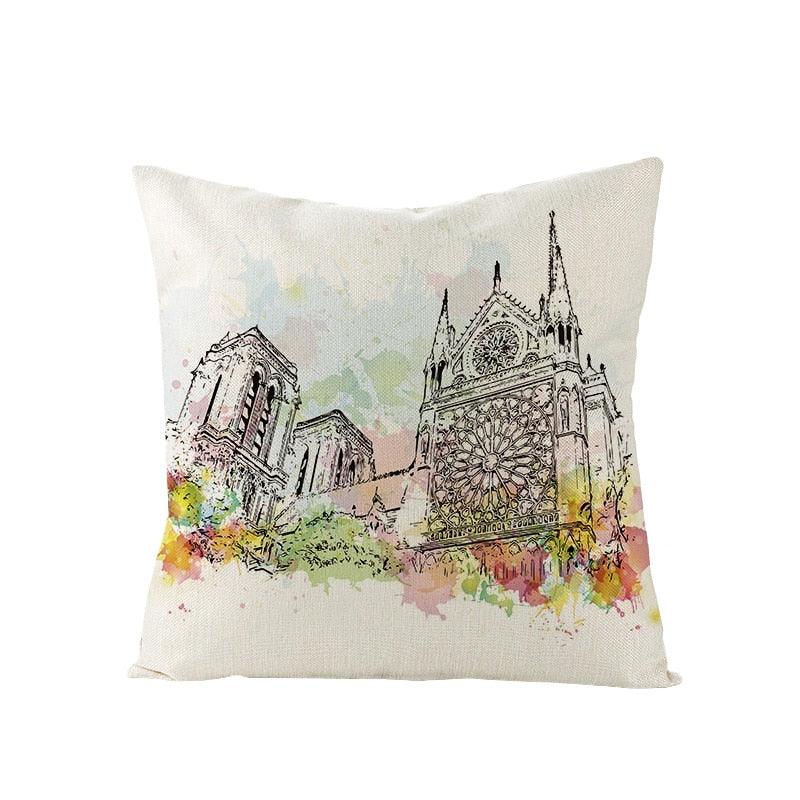 World Famous City Building Tower Paris Printing Pillow Covers For Home Chair Car Decorative Cushion Covers 45*45cm