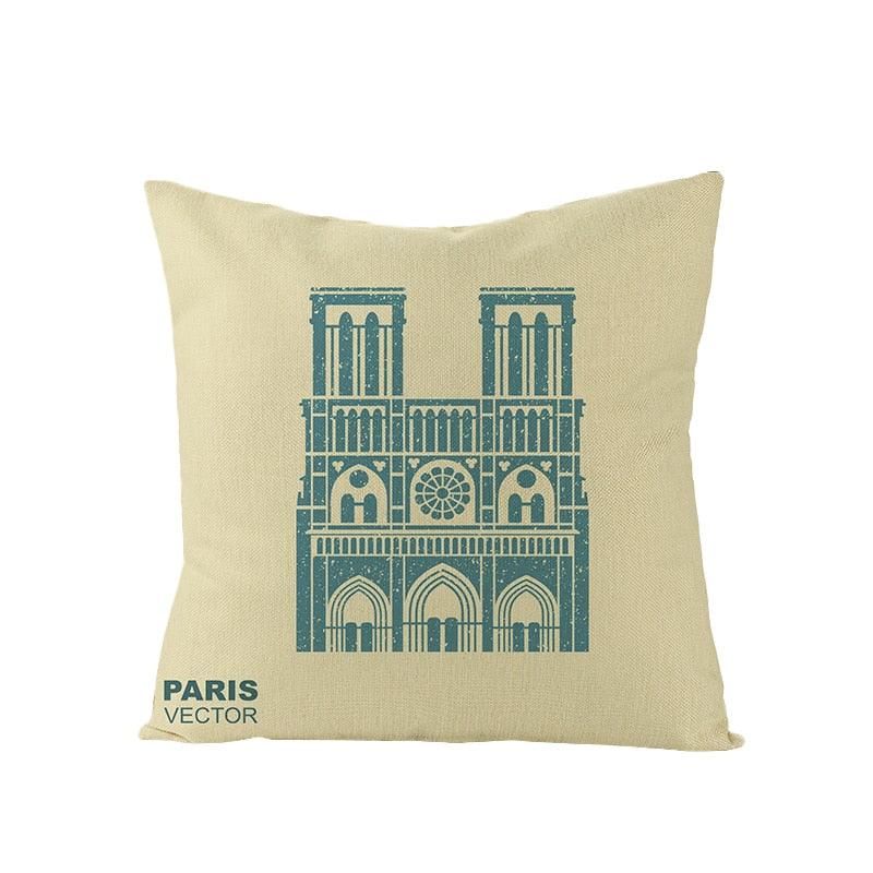 World Famous City Building Tower Paris Printing Pillow Covers For Home Chair Car Decorative Cushion Covers 45*45cm