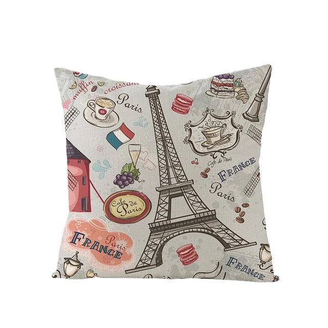 World Famous City Building Tower Paris Printing Pillow Covers For Home Chair Car Decorative Cushion Covers 45*45cm